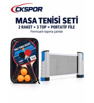 CKSPOR Çantalı Masa Tenisi Seti 2 Raket 3 Top Ayarlanabiilri Masa Tenisi Filesi