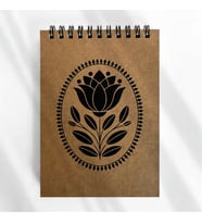 A6 (10,5x14,8 cm) Floral Tasarımlı Spiralli Defter – 40 Yaprak, Çizgisiz Kraft Not Defteri (Kahverengi)