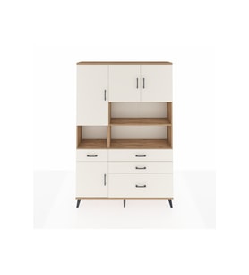 Arges Gardrop 9 Raflı 4 Çekmeceli 4 Kapaklı 132x30x195 Çam-Aytaşı