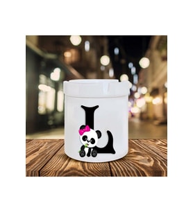 Panda Desenli S Harfi Baskılı Seramik Küllük