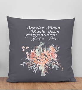 BK Gift Kişiye Özel İsimli Anneler Günü Tasarımlı Antrasit Kırlent Yastık, Anneye Hediye, Ev Dekorasyonu, Anneler Günü Hediyesi-9