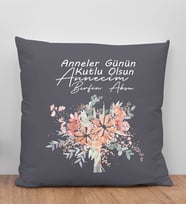 BK Gift Kişiye Özel İsimli Anneler Günü Tasarımlı Antrasit Kırlent Yastık, Anneye Hediye, Ev Dekorasyonu, Anneler Günü Hediyesi-9