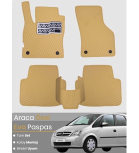 OPEL MERİVA A (2003-2010) Uyumlu EVA Paspas Tam Set–Araca Özel,Oto Paspas,Kolay Montaj