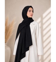 Dubai Jakar Şal Siyah– Kaymaz –Yumuşak ve Dökümlü Kumaş