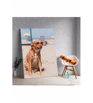 Kumsalda Köpek Temalı Kanvas Tablo
