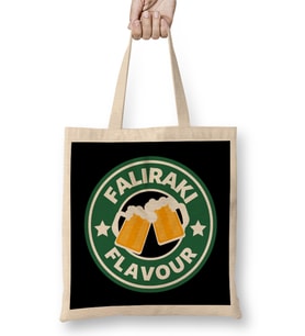 Faliraki Flavour Coffee Logo Bez Çanta Uzun Saplı