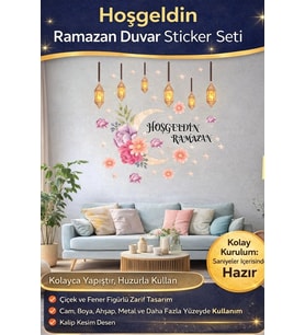 #RamazanSticker Dekoratif Yapıştırılabilir Çıkarılabilir Hoşgeldin Ramazan Motifli Duvar Sticker