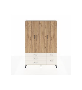 Arges Dolap 5 Raflı 5 Çekmeceli Tek Askılı 132x30x195 Aytaşı-Çam/Aytaşı
