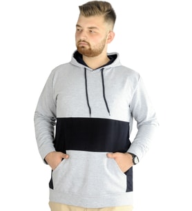 Mode XL Erkek Sweat Kapşon Parçalı Kanguru Cep 22527 Grimelanj
