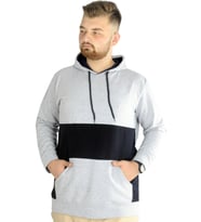 Mode XL Erkek Sweat Kapşon Parçalı Kanguru Cep 22527 Grimelanj