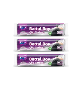 Ekstra Dayanikli 10'lu Çöp Torbası Battal Boy 72 x 95 cm Üç Paket