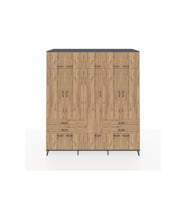 Kronos Dolap 11 Raflı 4 Çekmeceli 2 Askılı 220x59x243 Antrasit-Çam/Çam