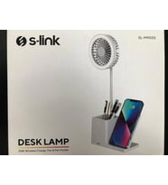 S-link SL-M9055 Beyaz TypeC 10W Kablosuz Şarj Cihazı Fanlı Kalemlikli Masa Lambası