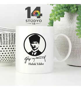 Stüdyo 14 Kişiye Mustafa Kemal Atatürk Siluetli İsim Soy İsim Kupa - Mug 02