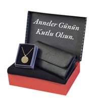 Anneler Günü Siyah Şal -Carlino Cüzdan -Yaşam Çiçeği Çelik Kolye