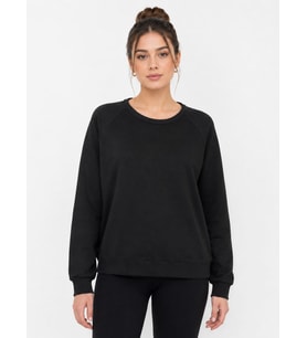 Siyah Rahat Kesim Kadın Sweatshirt