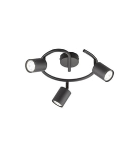 Rsylight Retro Siyah Dekoratif Rustik 180 Derece Hareketli Modern Spor Led Spot 3 Lü Avize Günışığı Ampüllü