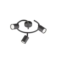 Rsylight Retro Siyah Dekoratif Rustik 180 Derece Hareketli Modern Spor Led Spot 3 Lü Avize Günışığı Ampüllü