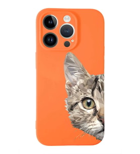Apple iPhone 14 Pro  Lansman Kılıf Catface  Tasarımlı Altı Kapalı İçi Kadife Kaplı  Kapak (Şeffaf)