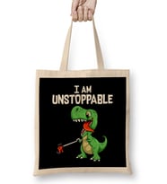 Funny I Am Unstoppable T-Rex Dinosaur Grabber Pun Bez Çanta Uzun Saplı