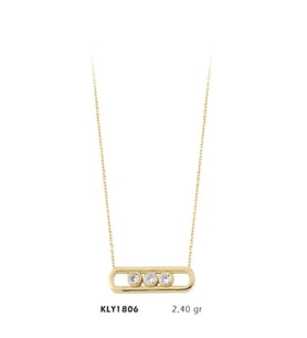 14 Ayar Altın Üçtaş Kolye KLY1806 (Çok Renkli)