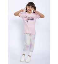 U.S. Polo Assn 1070 Garson Batik Desenli Kız Çocuk İkili Takım (Pembe)