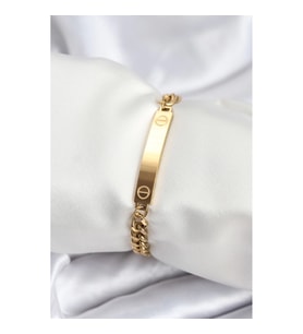 Mey İthalat® 316L Çelik Gold Renk Yazı Yazmaya Uygun Kadın Bileklik
