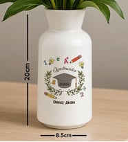 BK Gift Kişiye Özel Öğretmenler Günü Tasarımlı Seramik Vazo-2, Ev Hediyesi, Öğretmene Hediye