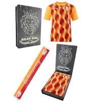 Galatasaray Orijinal Lisanslı Sıfır Yaka A Takım Antrenman 5 Yıldızlı T-Shirt + Şal Kaşk (Kırmızı-Kırmızı)