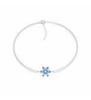 Aqua Taşlı Lotus Çiçeği Beyaz Gümüş Bileklik