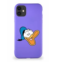 Apple iPhone 11 Soft Premier Kapak Donald Duck-E Tasarımlı Silikon Kılıf - Mor (Şeffaf)
