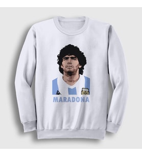 Presmono Unisex Beyaz Futbol Sky Maradona Sweatshirt 51390tt
