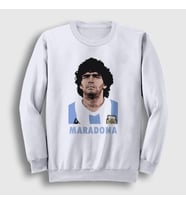 Presmono Unisex Beyaz Futbol Sky Maradona Sweatshirt 51390tt