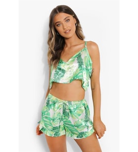 Arias Closet Yeşil Fırfırlı Şortlu Pijama Takımı