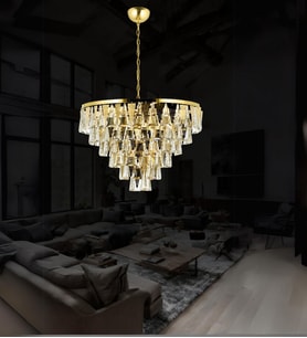 Miray 60'Lık Salon Oturma Odası Taşlı Avize   Kristal Cam Taşlı Lüks  Avize (Gold)
