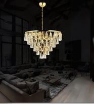 Miray 60'Lık Salon Oturma Odası Taşlı Avize   Kristal Cam Taşlı Lüks  Avize (Gold)