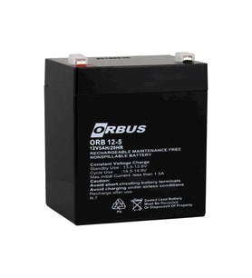 Orbus ORB12-5 12 Volt 5 Amper Kuru Akü (90x70x101 Mm) (Siyah)