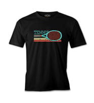 Tenis - Raket Yatay Siyah Erkek Tshirt
