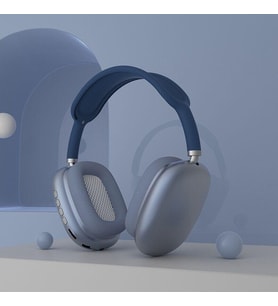 P9 Bluetooth 5.3 Subwoofer Stereo Spor Mic Oyun Spor Kulak Üstü Kulaklık Mavi