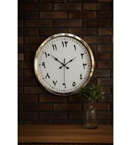 River World Duvar Saati 52 cm  Metal Krom Rakamları Arapça