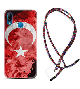 Huawei P20 Lite Mate 10 20 Lite Pro P40 Lite KılıfBoyun Asklı Rasta Silikon Şanlı Türk Bayrağı 1315