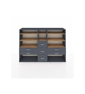 Hyperion Dolap 8 Raflı 7 Çekmeceli  220x44x163 Antrasit-Çam/Antrasit