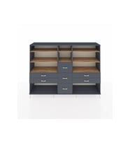 Hyperion Dolap 8 Raflı 7 Çekmeceli  220x44x163 Antrasit-Çam/Antrasit