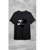 Unisex Bisiklet Yaka Keep it Simple Baskılı Siyah T-shirt