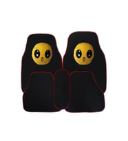 5 Parça Kırmızı Kenarlı Araç Oto Halı Paspas  Sevimli Emoji Araç Seyahat Koltuk Yastığı