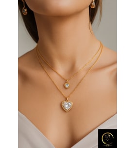xtaki - kalpli y kolye, Kalp kolye, taşlı kolye, gold takı, çoklu kolye, pandora kolye, kalpli kolye