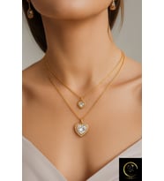 xtaki - kalpli y kolye, Kalp kolye, taşlı kolye, gold takı, çoklu kolye, pandora kolye, kalpli kolye