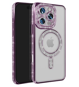 Newface Apple iPhone 16 Pro Max Kılıf Joke Simli Magneticsafe Kılıf - Derin Mor