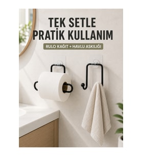 Mutfak ve Banyo İçin Yapışkanlı Havlu Askılığı ve Rulo Kağıt Tutucu Set