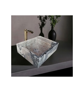 Ala Menekşe Mermer Gizli Giderli Köşeli Lavabo-224